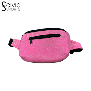 civic Sports Custom Logo <b>Large</b> Glitter Corduroy Fanny Pack Puffer Waist Bag Adjustable Straps Zipper Closure <b>Pillow</b> Shape - Product Image 6