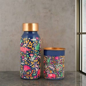 Bouteille d'eau imprimée en cuivre unisexe de qualité supérieure de 450ml multicolore, chic et élégant, bouteille à boire en verre faite à la main - Product Image 1