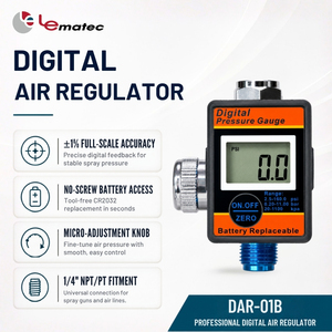 LEMATEC <b>1</b>/4" Aluminum Digital Air Pressure Regulator LCD Gauge 0-160 PSI <b>Spray</b> Gun Tools Machine Adjustable Valve Auto-Off - Product Image 5
