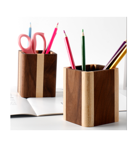 Porte-stylos en bois 100% naturel, organisateur de bureau, support de rangement pour papeterie, porte-stylos en bois naturel artisanal - Product Image 1