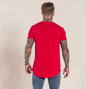T-shirt rouge pour homme à manches courtes, col rond, coupe classique, en jersey de coton, vêtement décontracté, impression de logo sur le devant - Product Image 2