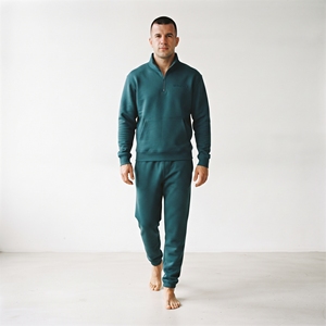 Conjunto Deportivo para Hombre, Chaqueta de Cuello Alto con Cierre de Media Cremallera, Pantalones Anchos, Estilo Urbano Informal, Dos Piezas - Product Image 3
