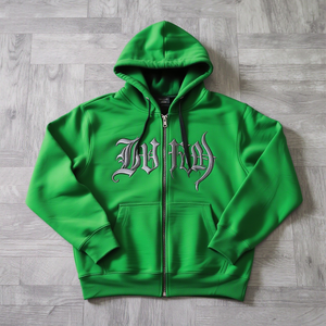 Sudadera con capucha de streetwear 2026 con estampado serigráfico y cremallera, sudadera con capucha de 450 g/m² con estampado puff, sudadera pesada de 500 g/m² con estampado puff personalizado - Product Image 1