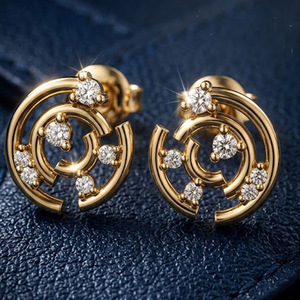 Boucles d'oreilles en or 14 carats avec diamants de laboratoire taille brillant |   Bijoux fins faits à la main tendance pour femmes RIZTA JEWELS |   Cadeau de fête - Product Image 6