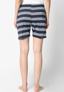 Shorts en coton tricoté rayé pour femme, taille élastique, décontracté, respirant, coupe régulière, taille mi-haute - Product Image 4