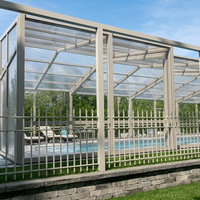 Abri de piscine moderne en aluminium et verre, véranda rétractable, couverture de piscine isolée thermiquement, système de vie en plein air quatre saisons