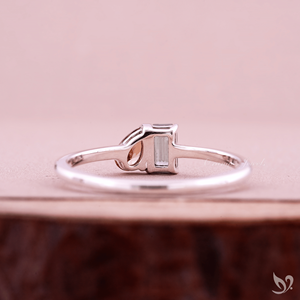 Green <b>Emerald</b> and Pear Cut Lab Grown Diamond Toi et Moi <b>Ring</b> Two Stone Engagement <b>Ring</b> Sterling <b>Silver</b> 925 Ready to Ship - Product Image 2