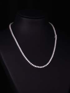 925 Sterling <b>Silver</b> Gold Plated Moissanite Tennis Necklace Round Brilliant Cut Link Chain Unisex Hip Hop Jewelry Gift - Product Image 1