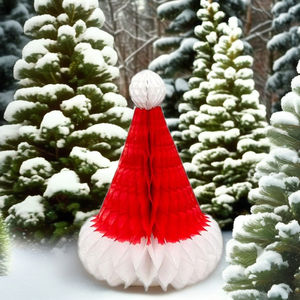 หมวกซานต้ากระดาษรังผึ้งสำหรับตกแต่งแขวนในเทศกาลคริสต์มาสและโอกาสเฉลิมฉลองต่างๆ จากโรงงาน - Product Image 5