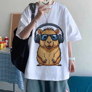 Camiseta divertida con estampado de Mange, camisetas Vintage con dibujo de Capibara, camisetas Herren Harajuku Y2k, camisetas de moda para hombres y mujeres, ropa de talla europea - Product Image 5