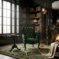 Fauteuil d'appoint baroque de luxe, cadre sculpté doré, revêtement en velours, style royal, mobilier personnalisé, cadeau, OEM