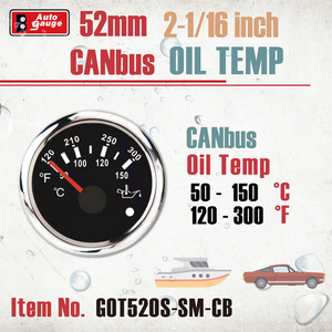เกจวัดอุณหภูมิน้ำ CANbus ขนาด 52 มม. 2 1/16 นิ้ว หน้าจอ LED สีขาวสว่างพิเศษ หน้าปัดแบบอนาล็อก สีดำ 12V 24V พร้อมไฟเตือน สำหรับรถบรรทุก รถบัส รถยนต์ - Product Image 3