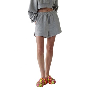 <b>Women</b> High Waist SpandexPolyester Knitted Shorts Solid Color Drawstring Regular Fit Casual Sporty <b>Sweatshorts</b> Quick Dry - Product Image 2