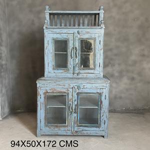 Meilleure collection d'armoires en bois vieilli avec vitrine, art himalayen antique - Product Image 1