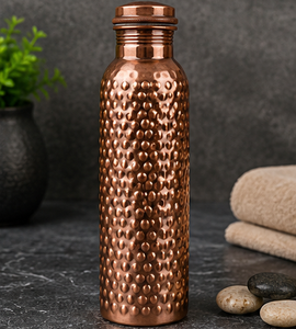 Botella de Agua de Cobre Martillado con Pátina Antigua de Alta Calidad Cuprum Dewdrop, Botella Ayurvédica para Beber, Botella de Cobre Hecha a Mano - Product Image 3