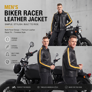 Chaqueta de Cuero de Diseño Personalizado para Hombre, Chaqueta de Motociclista de Cuero Vacuno Genuino, Chaqueta de Cuero con Bolsillo en el Pecho para Hombre - Product Image 3