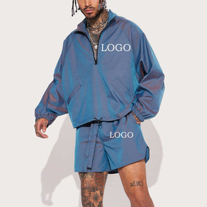 Ensemble de survêtement coupe-vent léger pour homme en nylon 100% avec veste zippée et pantalon de jogging élastique, personnalisable OEM, vêtements de sport et streetwear - Product Image 6