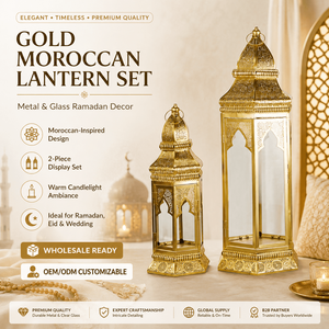 Wholesale Custom Gold Moroccan Ramadan Fanoos <strong>Lantern</strong> Set Metal Glass <strong>Candle</strong> <strong>Holder</strong> for Eid Wedding Decor - Product Image 5