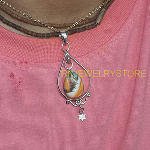 Pendentif en turquoise d'huître épineuse orange, en argent sterling 925, fait main, style bohème, en forme de goutte, bijou fantaisie, cadeau pour femme, cadeau de Noël - Product Image 2