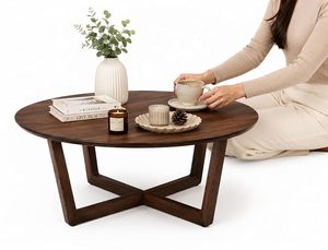 Mesa de Centro Redonda de Madera para Sala de Estar, Mesa de Té Moderna de Madera, Muebles para el Hogar y la Oficina - Product Image 1
