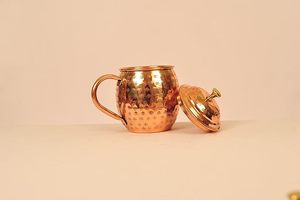 Luxury Solid Copper <b>Mug</b> with Lid Stylish Drinking Cup for Kitchen and Dining From Indian Supplier - Product Image 4