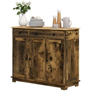 Mobiletto da Cucina Grande 40 Pollici, Credenza Marrone con Cassetti Multipli e Ripiano Regolabile - Product Image 1