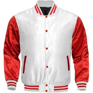 <b>Men</b> white satin varsity <b>jacket</b> red sleeve letterman shiny <b>baseball</b> outerwear white and red varsity <b>jacket</b> Pakistan - Product Image 3