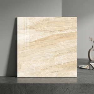 Azulejos de Porcelana Pulida Dyna Beige de 600x600 mm, 60x60 cm, Aspecto de Mármol Brillante, 2x2 pies, Azulejos de Cerámica para Piso, Efecto Cemento - Product Image 2