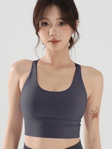 Soutien-gorge de sport croisé pour femme avec large bande sous le buste, haut de yoga et de gym, haute élasticité, coussinets amovibles moulés, bralette de sport - Product Image 1