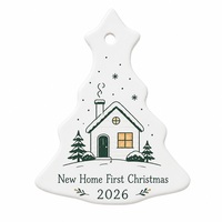 Ornement de Noël personnalisé en céramique, silhouette de maison, nouveau foyer, premier Noël avec l'année