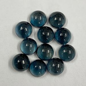 Cabochons ronds lisses en topaze bleue de Londres naturelle AAA de 10 mm pour la fabrication de bijoux, pierres semi-précieuses en vrac à prix abordable - Product Image 1