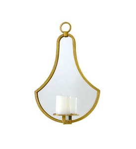 Portavelas para colgar en la pared de forma redonda de diseño maravilloso en Metal de color dorado y portavelas decorativo de vidrio a granel - Product Image 3