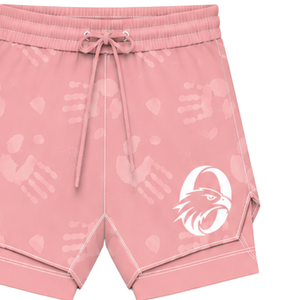 Short de bain athlétique rose corail et blanc, léger, séchage rapide, respirant, avec cordon de serrage à la taille, pour l'entraînement et la performance sportive - Product Image 6