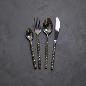 Minimalist Metal Cutlery Set <b>Mirror</b> Finish Long Handle Silver Plated Dishwasher Safe Wedding Dinnerware - Product Image 6
