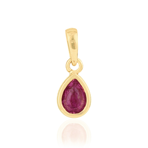 Fournisseur en gros de pendentifs minimalistes en forme de goutte d'eau en rubis 100% naturel pour femmes, en or jaune véritable 14 carats, bijoux les plus vendus - Product Image 6