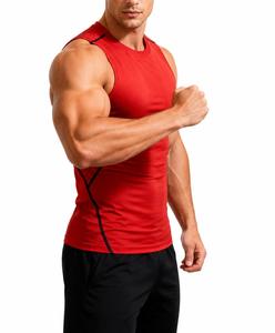 <b>Men's</b> <b>Red</b> Sleeveless Tank <b>Top</b> O-Neck Striped Sporty Breathable Casual Washed Quick Dry Knitted Polyester/Cotton Muscle Fit - Product Image 2