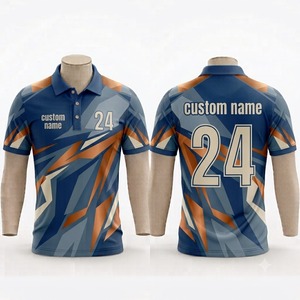 Custom Geometric Pattern Men's <b>Polo</b> Shirt Blue <b>Orange</b> Digital Printed Breathable Short Sleeve Casual Team Uniform Sport Wear - Product Image 1