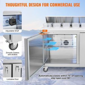 60\" Commercial Stainless Steel Refrigerator Sandwich Salad <b>Prep</b> <b>Table</b> 16.4 Cu. Ft. Commercial <b>Kitchen</b> Refrigeration Equipment - Product Image 6