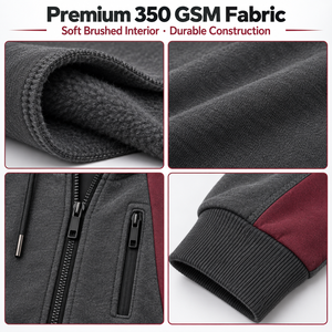 Premium 350 GSM Cotton Blend Fleece <b>Men</b>’s Tracksuit Custom Logo Hooded Jacket Jogger <b>Set</b> OEM Private Label Sportswear - Product Image 6