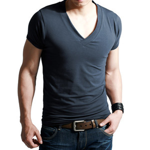 T-shirt unisexe style jeune pour homme, écologique, 200 grammes, polyester/coton, design uni, manches courtes, col en V - Product Image 3