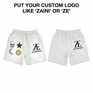 Premium 320 GSM Woven Eco-Friendly Waterproof Drawstring Closure Sporty <b>Shorts</b> Custom Logo Print Soft Heavyweight - Product Image 1