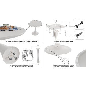 Tavolo da pranzo Tulip bianco da 31,5 pollici per 2-4 persone, tavolo da cucina con piano in MDF e base grigia, elegante e salvaspazio - Product Image 5