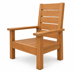 Silla de Jardín Escandinava de Teca Sólida y Duradera para Exteriores, con Reposabrazos Anchos, Patas Tipo Sable, Impermeable, Ecológica, para Escuelas, Resorts, Villas y Parques - Product Image 2