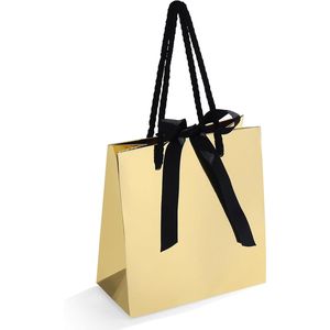 10 sacchetti regalo in carta dorata per gioielli con manici, 5,5x2,8x5,9 pollici - Product Image 1