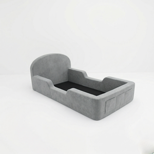 Lit bébé moderne pour enfants avec tissus en velours, structure entièrement en mousse, meubles de chambre à coucher - Product Image 4