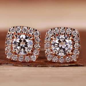 Premium Quality Round Cut Claw Setting 4 Carat Lab Grown Diamond <b>Stud</b> <b>Earrings</b> Rose Gold for Parties Available for Best Price - Product Image 1