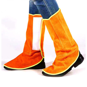 Guêtres de soudeur en cuir de vachette pleine fleur soudées, haute performance, résistantes à l'abrasion et à la chaleur, pour la construction - Product Image 1