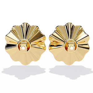 Pendientes Ajretail con Diamantes Naturales Golden Bloom de 0.06ct - Oro de 14K, Corte Brillante Redondo, Estilo Étnico, Color H, Claridad VS-SI - Product Image 4