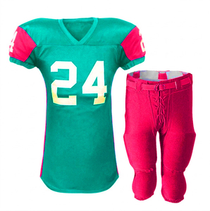 Maillot de football américain personnalisé, taille 24, vert et bleu, numéros d'équipe, col en V, manches courtes, maille respirante, coupe ajustée, taille adulte - Product Image 4