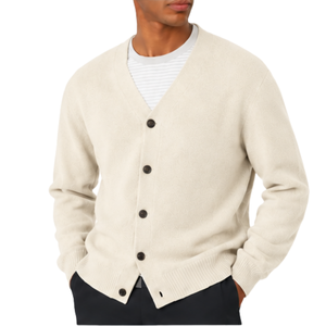 Cardigan en laine confortable pour homme, coupe décontractée, col en V, boutonné, tricoté, chaud, doux, confortable, décontracté, pour superposition, tricot d'hiver - Product Image 4